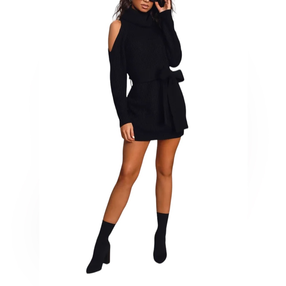 Lulu's Black Mini Dress with Belt